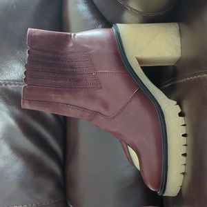 Free People James Wine Leather Chelsea Boot